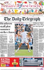 The Daily Telegraph (UK) Newspaper Front Page for 13 July 2019