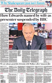 The Daily Telegraph (UK) Newspaper Front Page for 13 July 2023
