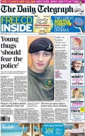 The Daily Telegraph (UK) Newspaper Front Page for 13 August 2011