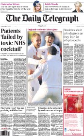 The Daily Telegraph (UK) Newspaper Front Page for 13 August 2013