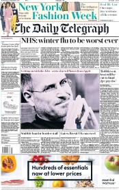 The Daily Telegraph (UK) Newspaper Front Page for 13 September 2017