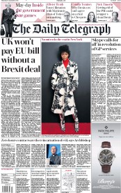 The Daily Telegraph (UK) Newspaper Front Page for 13 September 2018