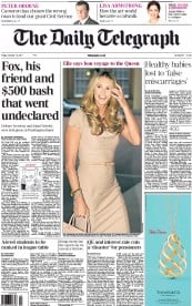 The Daily Telegraph (UK) Newspaper Front Page for 14 October 2011