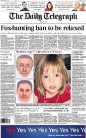 The Daily Telegraph (UK) Newspaper Front Page for 14 October 2013