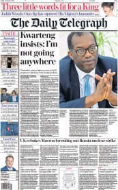 The Daily Telegraph (UK) Newspaper Front Page for 14 October 2022