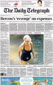 The Daily Telegraph (UK) Newspaper Front Page for 14 November 2012