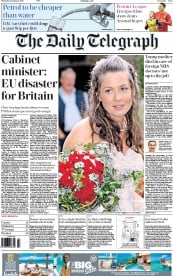 The Daily Telegraph (UK) Newspaper Front Page for 14 January 2016