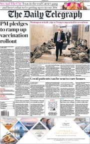 The Daily Telegraph (UK) Newspaper Front Page for 14 January 2021