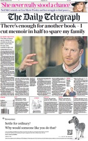 The Daily Telegraph (UK) Newspaper Front Page for 14 January 2023