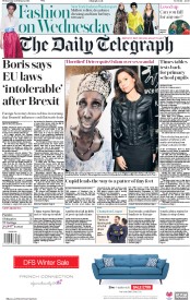 The Daily Telegraph (UK) Newspaper Front Page for 14 February 2018