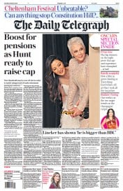 The Daily Telegraph (UK) Newspaper Front Page for 14 March 2023