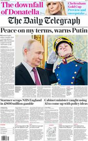 The Daily Telegraph front page for 14 March 2025