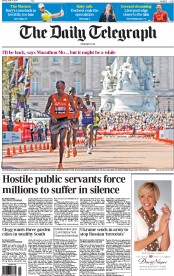 The Daily Telegraph Newspaper Front Page (UK) for 14 April 2014