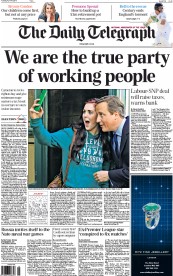 The Daily Telegraph Newspaper Front Page (UK) for 14 April 2015