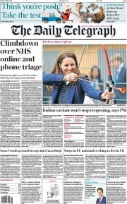 The Daily Telegraph (UK) Newspaper Front Page for 14 May 2021