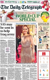 The Daily Telegraph (UK) Newspaper Front Page for 14 June 2014