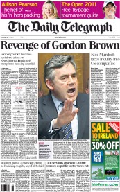 The Daily Telegraph Newspaper Front Page (UK) for 14 July 2011