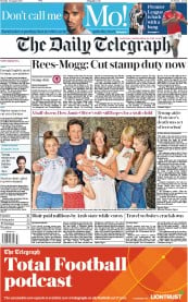 The Daily Telegraph (UK) Newspaper Front Page for 14 August 2017