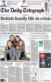 The Daily Telegraph (UK) Newspaper Front Page for 14 September 2011
