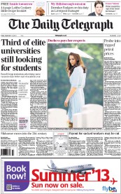 The Daily Telegraph (UK) Newspaper Front Page for 14 September 2012