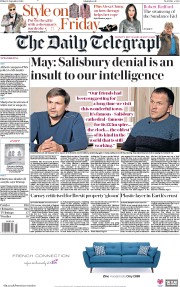 The Daily Telegraph (UK) Newspaper Front Page for 14 September 2018