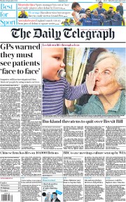 The Daily Telegraph (UK) Newspaper Front Page for 14 September 2020
