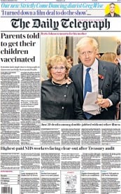 The Daily Telegraph (UK) Newspaper Front Page for 14 September 2021