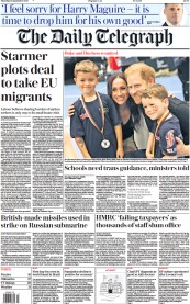 The Daily Telegraph front page for 14 September 2023