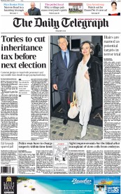 The Daily Telegraph (UK) Newspaper Front Page for 15 October 2014