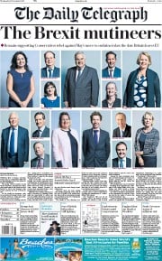 The Daily Telegraph (UK) Newspaper Front Page for 15 November 2017