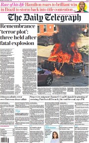 The Daily Telegraph (UK) Newspaper Front Page for 15 November 2021