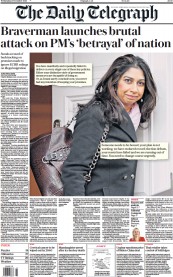 The Daily Telegraph front page for 15 November 2023