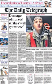 The Daily Telegraph (UK) Newspaper Front Page for 15 December 2022