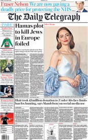 The Daily Telegraph front page for 15 December 2023