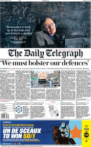 The Daily Telegraph (UK) Newspaper Front Page for 15 March 2018
