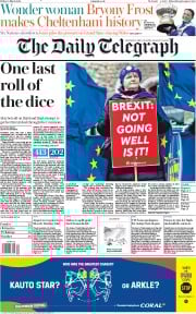 The Daily Telegraph (UK) Newspaper Front Page for 15 March 2019