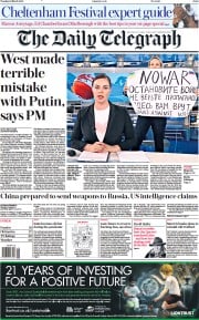 The Daily Telegraph (UK) Newspaper Front Page for 15 March 2022