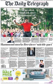 The Daily Telegraph (UK) Newspaper Front Page for 15 April 2019