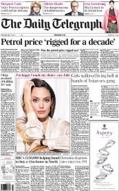 The Daily Telegraph Newspaper Front Page (UK) for 15 May 2013