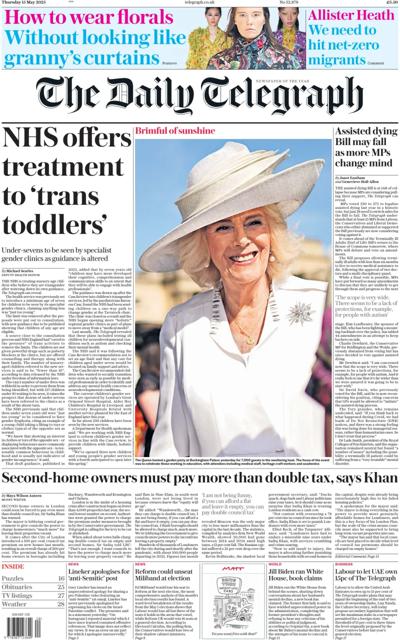 The Daily Telegraph Newspaper Front Page (UK) for 15 May 2025