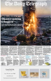 The Daily Telegraph (UK) Newspaper Front Page for 15 June 2017