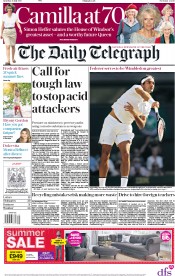 The Daily Telegraph (UK) Newspaper Front Page for 15 July 2017