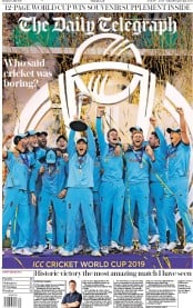 The Daily Telegraph (UK) Newspaper Front Page for 15 July 2019