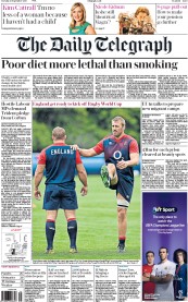 The Daily Telegraph (UK) Newspaper Front Page for 15 September 2015