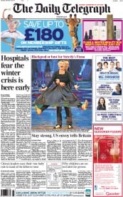 The Daily Telegraph (UK) Newspaper Front Page for 16 November 2013