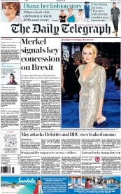 The Daily Telegraph (UK) Newspaper Front Page for 16 November 2016
