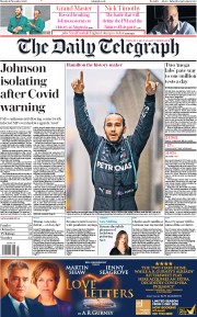 The Daily Telegraph (UK) Newspaper Front Page for 16 November 2020