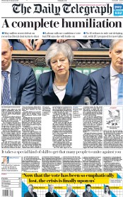 The Daily Telegraph (UK) Newspaper Front Page for 16 January 2019