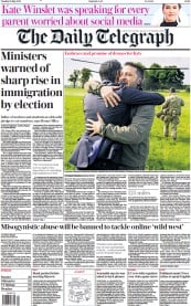 The Daily Telegraph front page for 16 May 2023