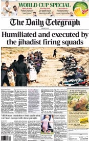 The Daily Telegraph (UK) Newspaper Front Page for 16 June 2014